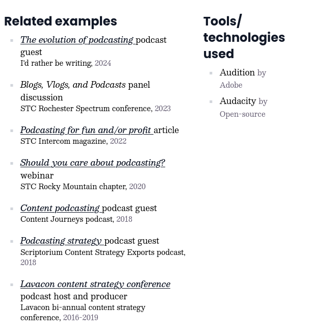 Screen shot of relevant tools and presentations displayed on a web page